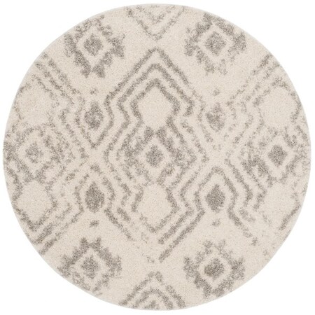 Safavieh 6 ft. - 7 in. x 6 ft. - 7 in. Arizona Shag Power Loomed Rug; Round - Ivory & Grey ASG746G-7R